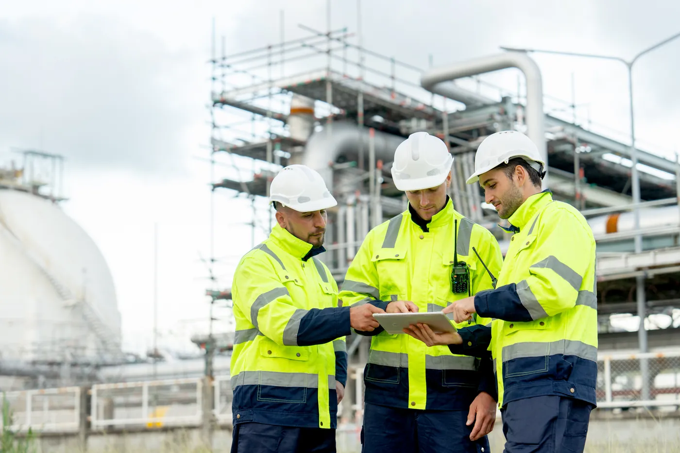 Project coordinator reviewing inspection schedules across a multi-vendor programme