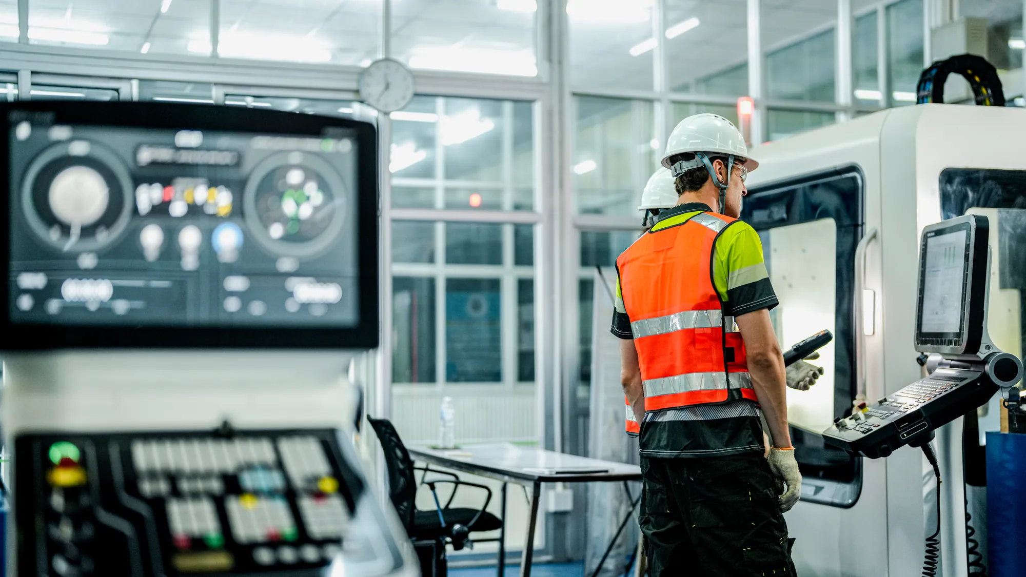 Modern industrial facility with digital monitoring